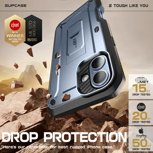SUPCASE UB Pro Apple iPhone 16 Hoesje Full Protect Kickstand Blauw afbeelding 3