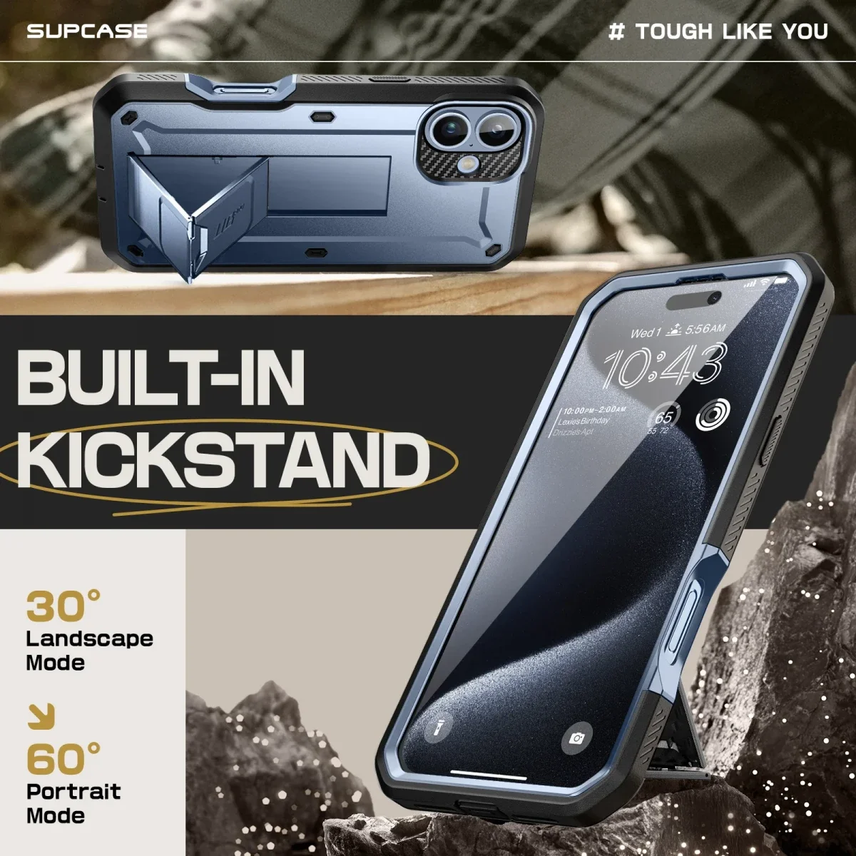 SUPCASE UB Pro Apple iPhone 16 Hoesje Full Protect Kickstand Blauw afbeelding 5