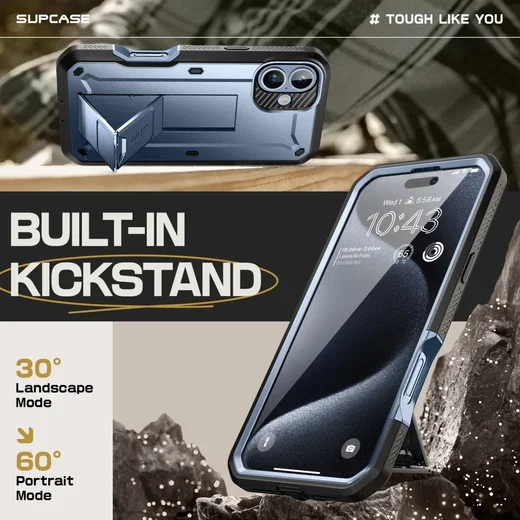 SUPCASE UB Pro Apple iPhone 16 Hoesje Full Protect Kickstand Blauw afbeelding 5
