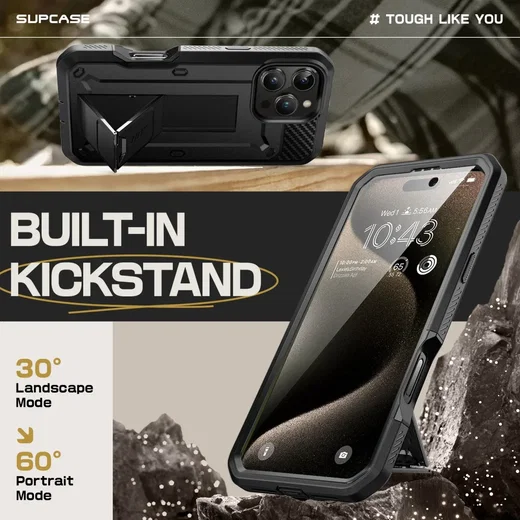 SUPCASE UB Pro Apple iPhone 16 Pro Hoesje Full Protect Kickstand Zwart afbeelding 4