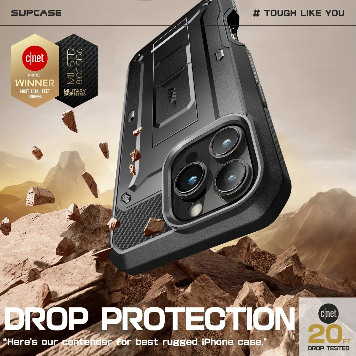 SUPCASE UB Pro Apple iPhone 16 Pro Hoesje Full Protect Kickstand Zwart afbeelding 6