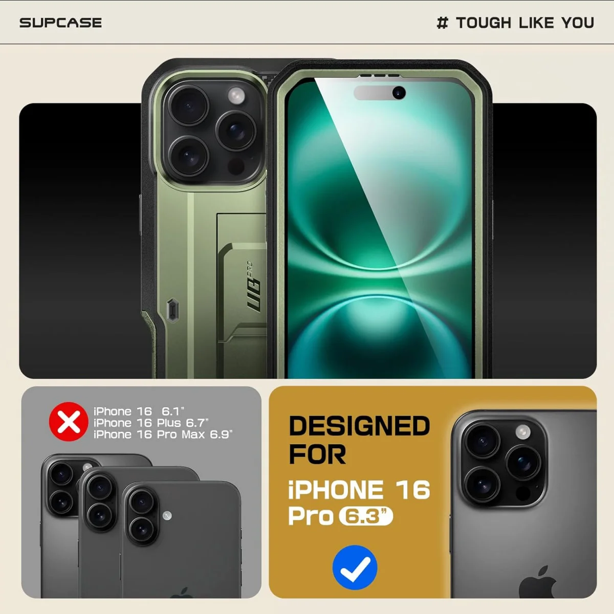 SUPCASE UB Pro Apple iPhone 16 Pro Hoesje Full Protect Kickstand Groen afbeelding 3