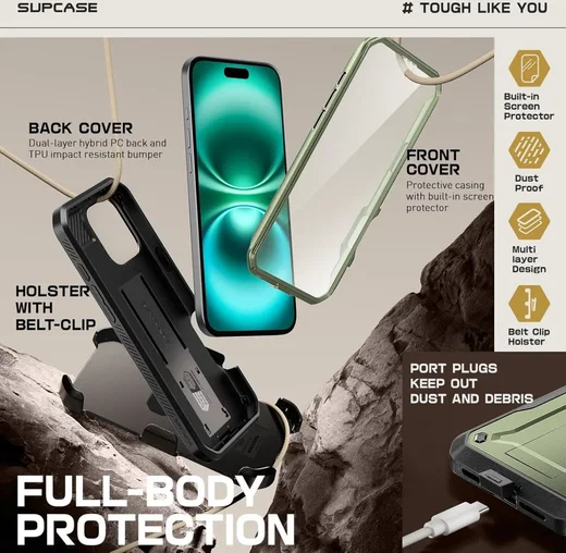 SUPCASE UB Pro Apple iPhone 16 Pro Hoesje Full Protect Kickstand Groen afbeelding 5