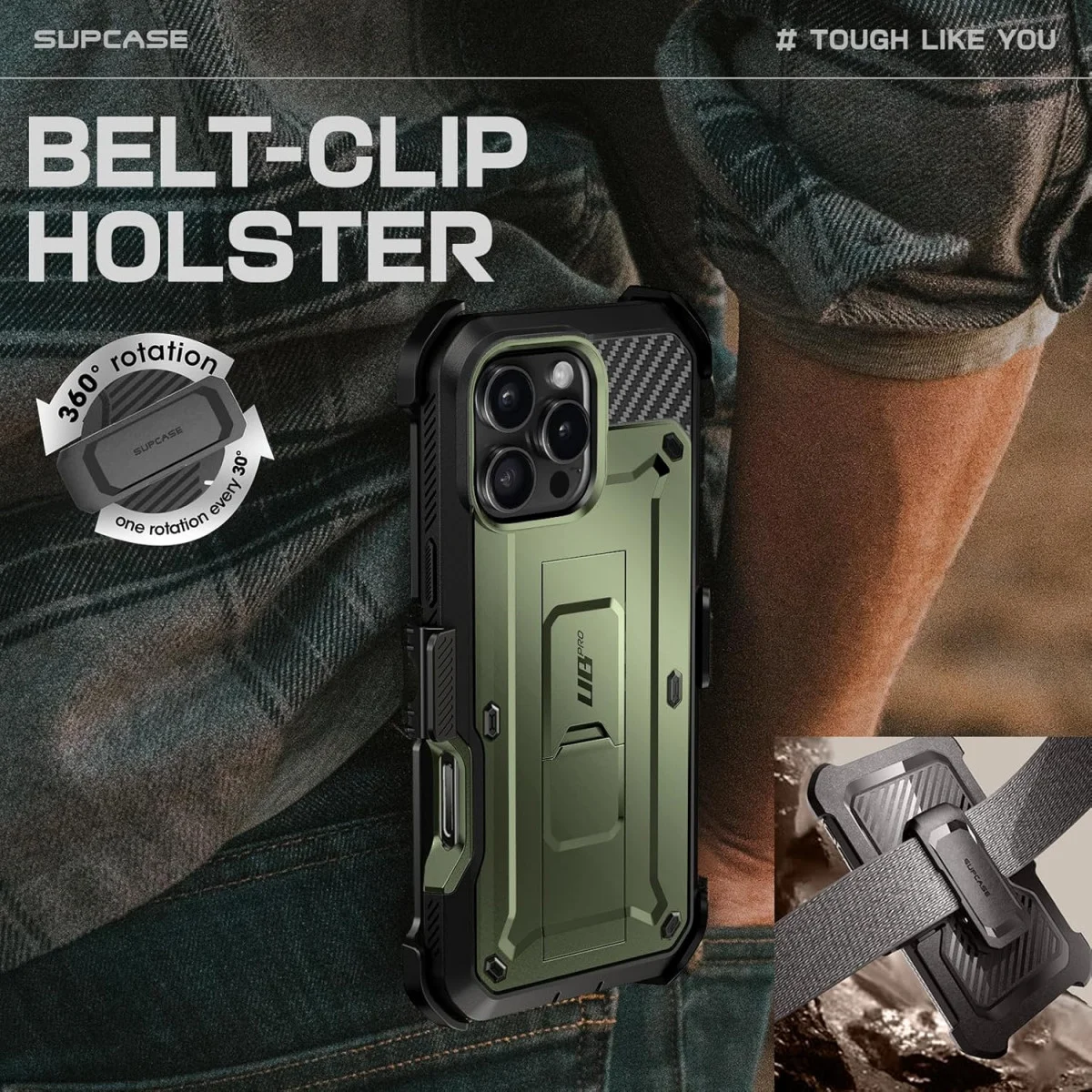 SUPCASE UB Pro Apple iPhone 16 Pro Hoesje Full Protect Kickstand Groen afbeelding 8