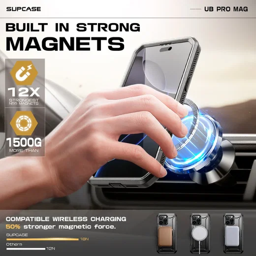 SUPCASE UB Mag Pro Apple iPhone 16 Pro Hoesje MagSafe Stand Zwart afbeelding 7