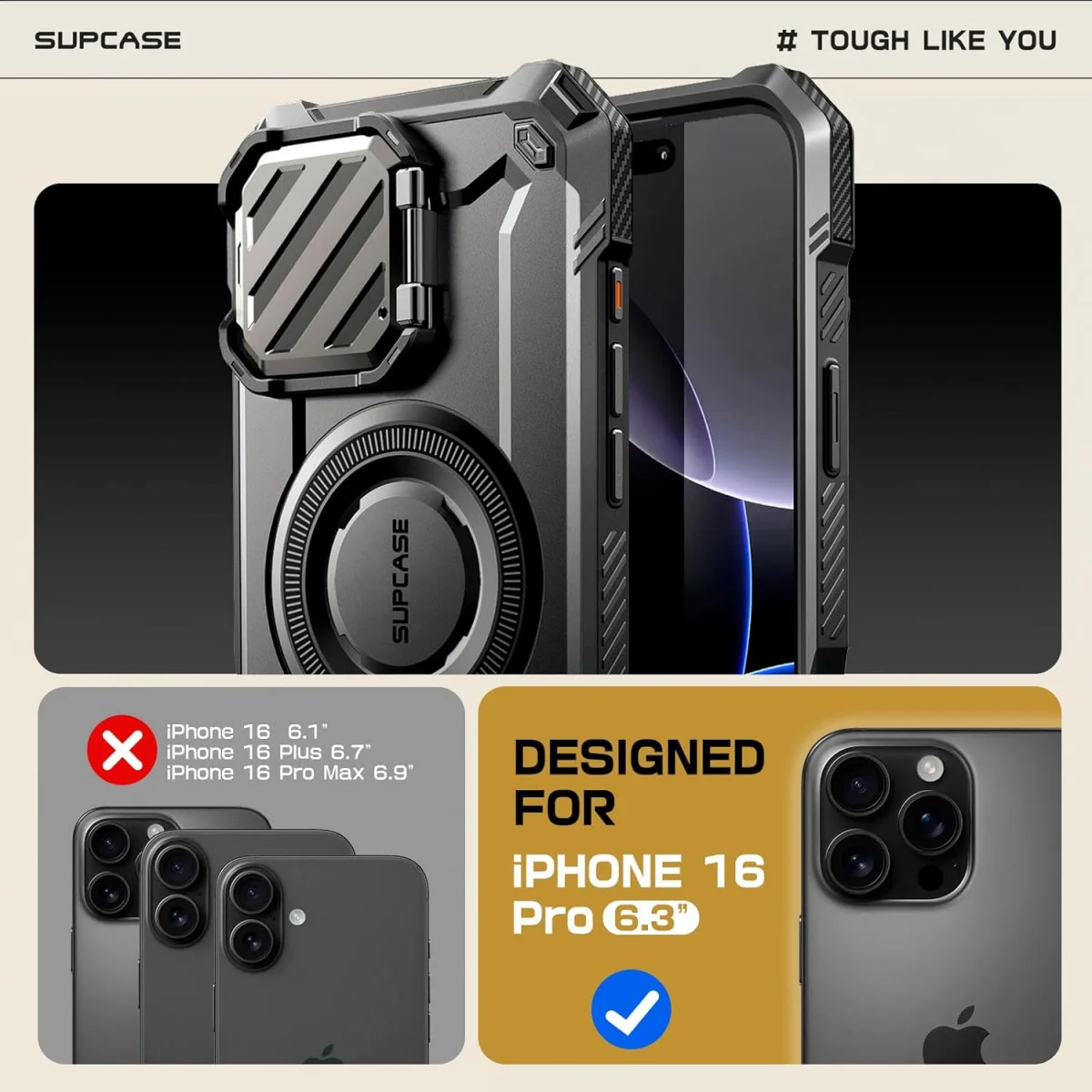 SUPCASE UB Pro MagXT Apple iPhone 16 Pro Hoesje Camera Protector Zwart afbeelding 3
