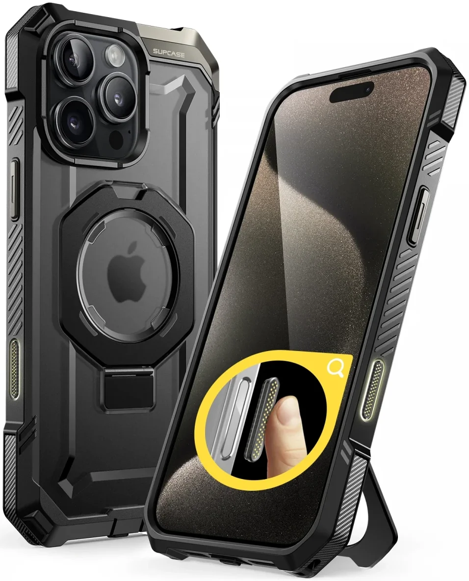 SUPCASE UB Grip Apple iPhone 16 Pro Hoesje MagSafe Kickstand Zwart afbeelding 1