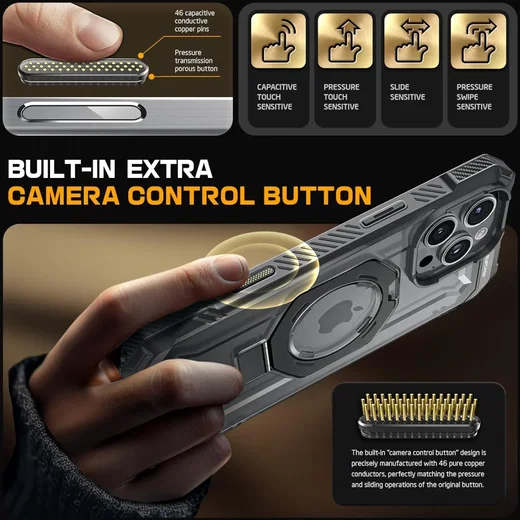 SUPCASE UB Grip Apple iPhone 16 Pro Hoesje MagSafe Kickstand Zwart afbeelding 3