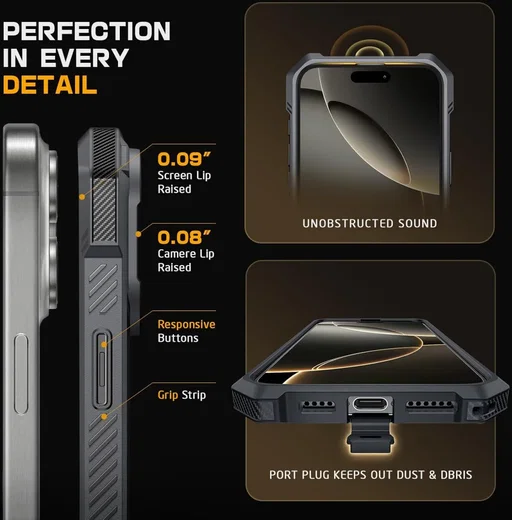 SUPCASE UB Grip Apple iPhone 16 Pro Hoesje MagSafe Kickstand Zwart afbeelding 7