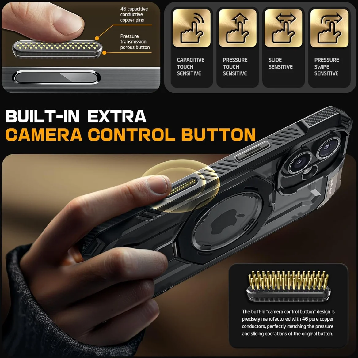 SUPCASE UB Grip Apple iPhone 16 Plus Hoesje MagSafe Kickstand Zwart afbeelding 5