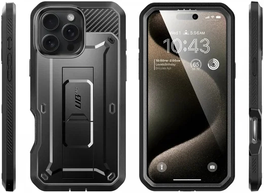 Suncase Etui hoes compatibel met iPhone 16 Pro Max (6,9 inch) hoes met extra case/schelp/bumper lipje met retraite functie mobiele telefoonhoes leren tas beschermhoes in antiek-bruin