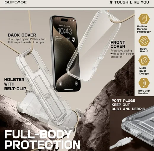 SUPCASE UB Pro Apple iPhone 16 Pro Max Hoesje Full Protect Kickstand Transparant afbeelding 4