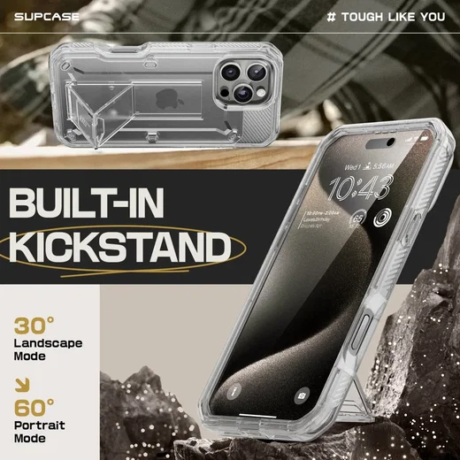 SUPCASE UB Pro Apple iPhone 16 Pro Max Hoesje Full Protect Kickstand Transparant afbeelding 5