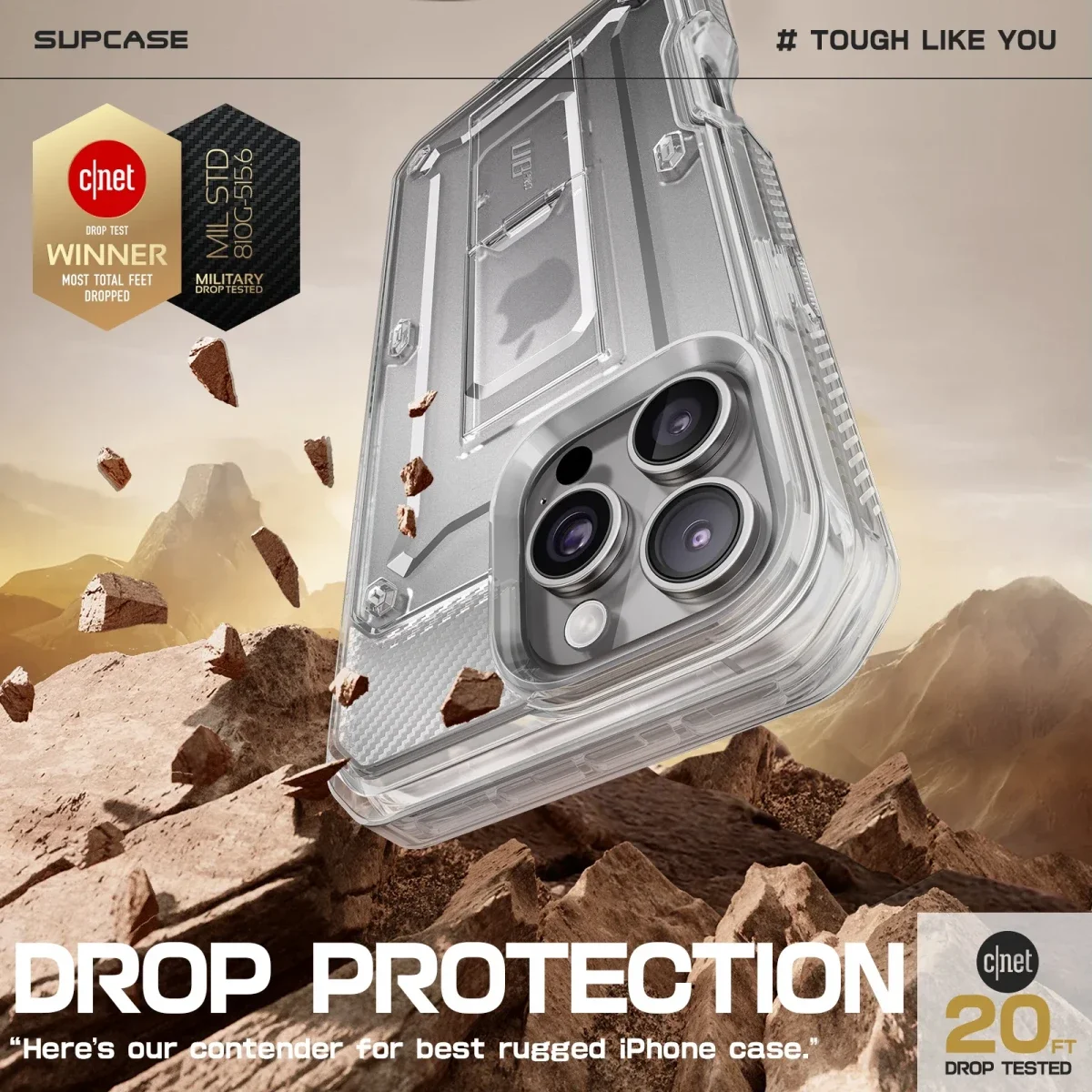 SUPCASE UB Pro Apple iPhone 16 Pro Max Hoesje Full Protect Kickstand Transparant afbeelding 6