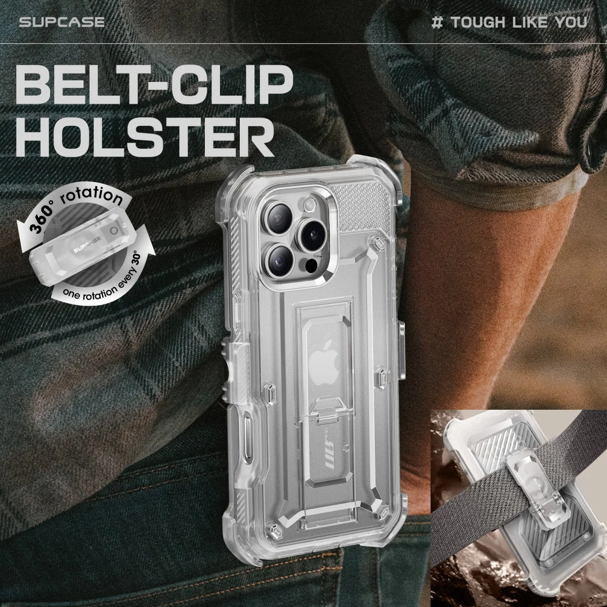 SUPCASE UB Pro Apple iPhone 16 Pro Max Hoesje Full Protect Kickstand Transparant afbeelding 7