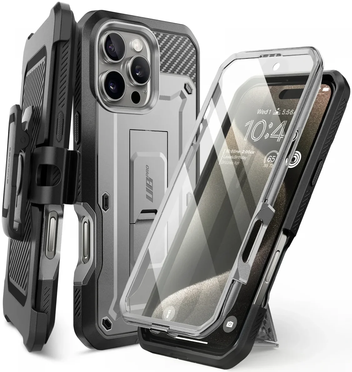SUPCASE UB Pro Apple iPhone 16 Pro Max Hoesje Full Protect Kickstand Grijs afbeelding 1