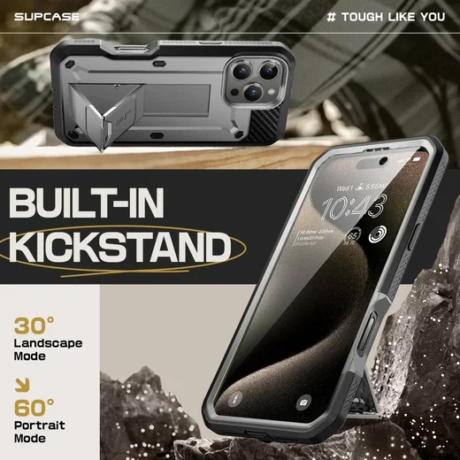 SUPCASE UB Pro Apple iPhone 16 Pro Max Hoesje Full Protect Kickstand Grijs afbeelding 5