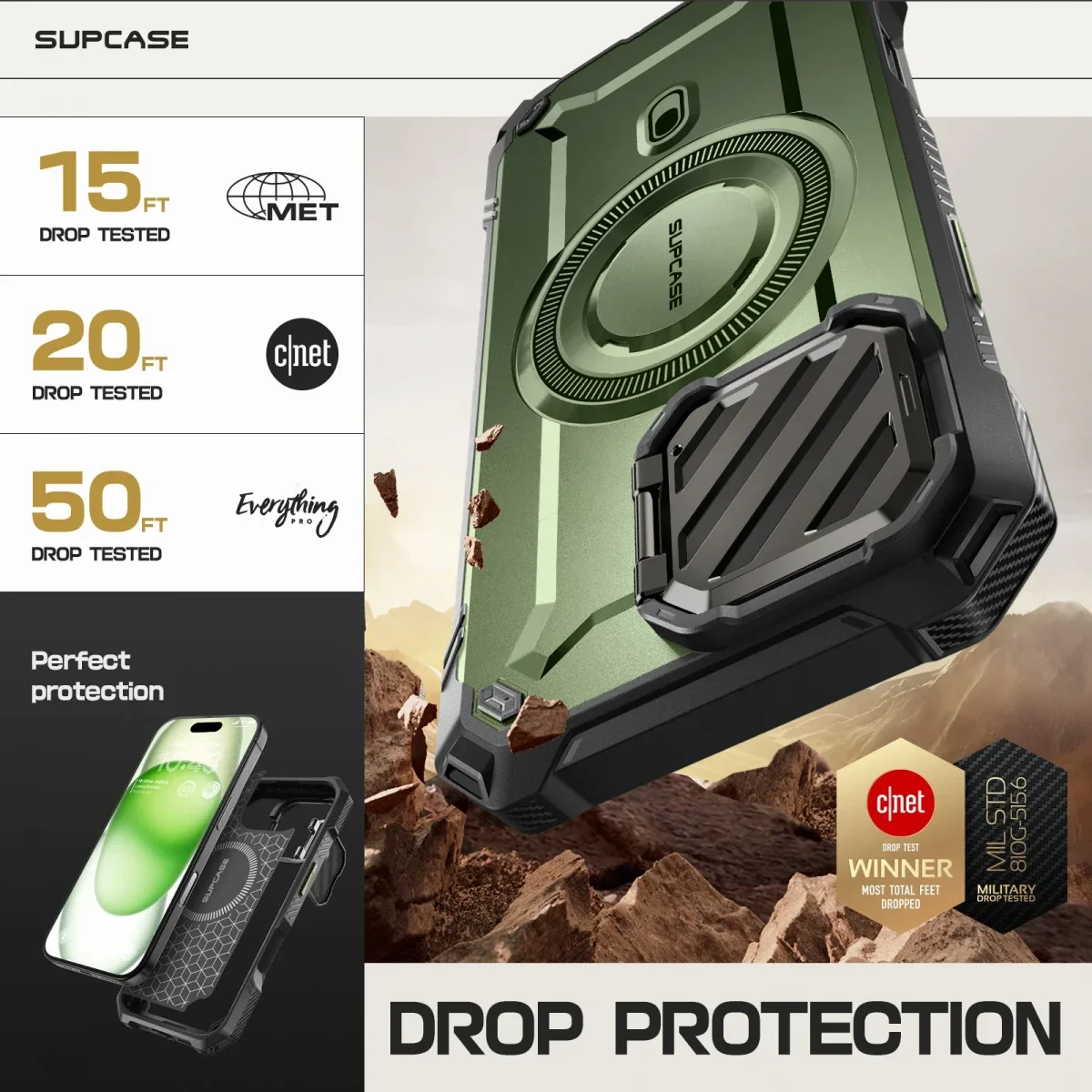 SUPCASE UB Pro MagXT Apple iPhone 16 Pro Max Hoesje Camera Protector Groen afbeelding 2
