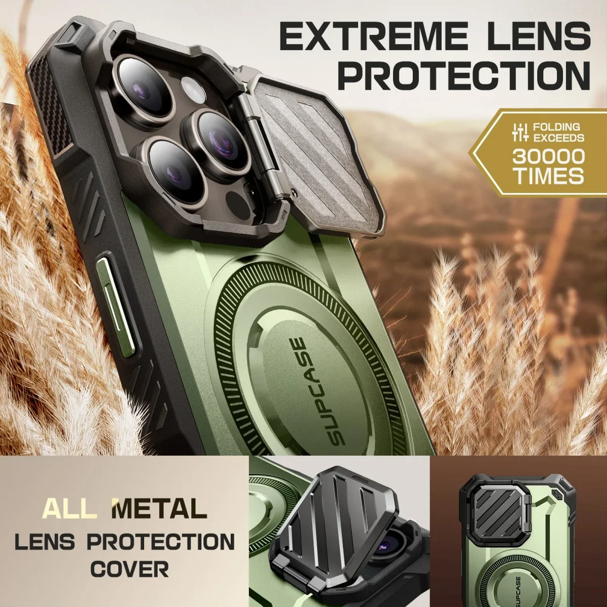 SUPCASE UB Pro MagXT Apple iPhone 16 Pro Max Hoesje Camera Protector Groen afbeelding 3