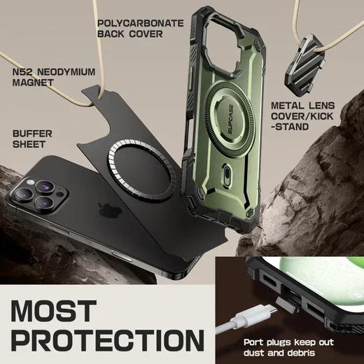 SUPCASE UB Pro MagXT Apple iPhone 16 Pro Max Hoesje Camera Protector Groen afbeelding 7
