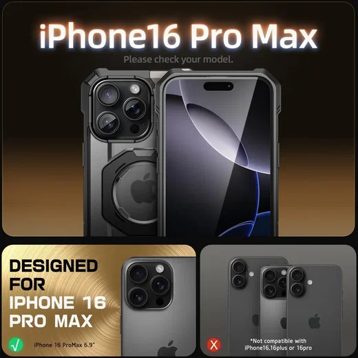 SUPCASE UB Grip Apple iPhone 16 Pro Max Hoesje MagSafe Kickstand Zwart afbeelding 2