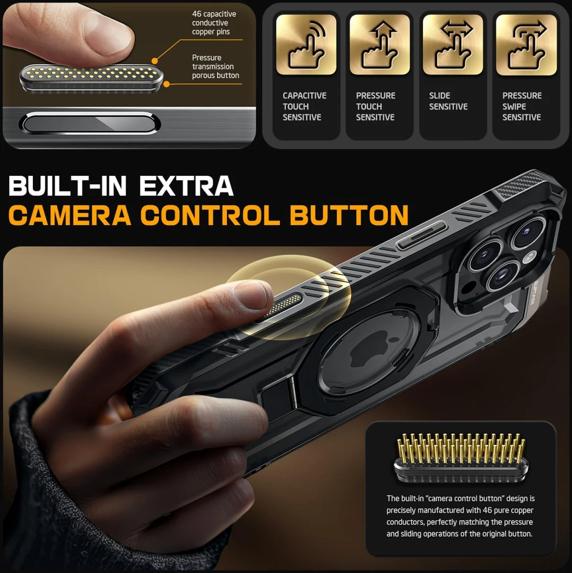 SUPCASE UB Grip Apple iPhone 16 Pro Max Hoesje MagSafe Kickstand Zwart afbeelding 3