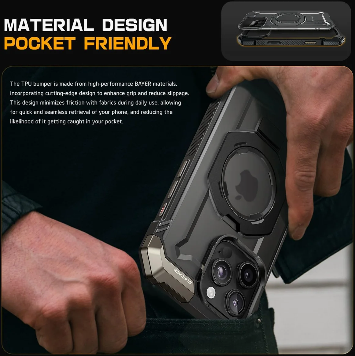 SUPCASE UB Grip Apple iPhone 16 Pro Max Hoesje MagSafe Kickstand Zwart afbeelding 6