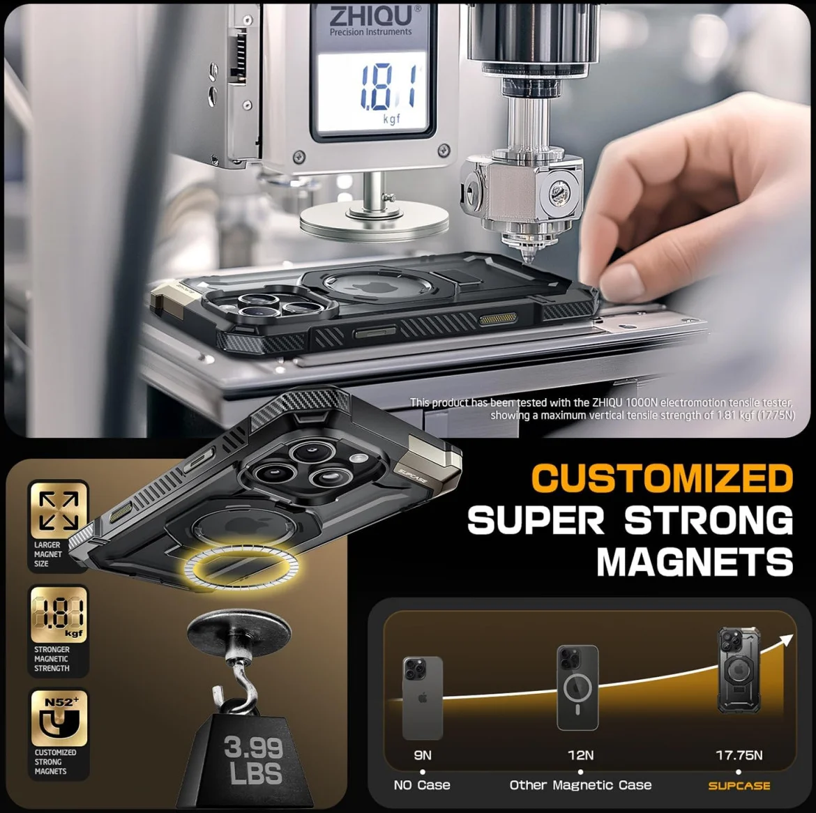 SUPCASE UB Grip Apple iPhone 16 Pro Max Hoesje MagSafe Kickstand Zwart afbeelding 9