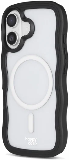 HappyCase Wavy Apple iPhone 16 Hoesje MagSafe Back Cover Transparant Zwart afbeelding 11