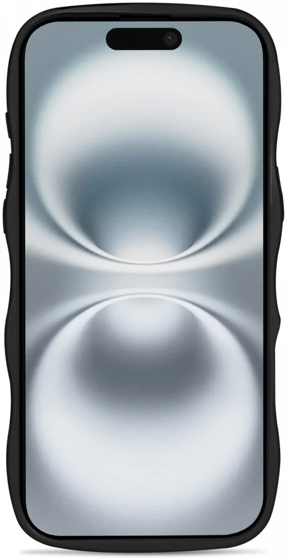 HappyCase Wavy Apple iPhone 16 Hoesje MagSafe Back Cover Transparant Zwart afbeelding 12
