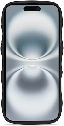 HappyCase Wavy Apple iPhone 16 Hoesje MagSafe Back Cover Transparant Zwart afbeelding 12