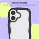 HappyCase Wavy Apple iPhone 16 Hoesje MagSafe Back Cover Transparant Zwart afbeelding 4