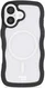 HappyCase Wavy Apple iPhone 16 Hoesje MagSafe Back Cover Transparant Zwart