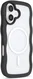 HappyCase Wavy Apple iPhone 16 Hoesje MagSafe Back Cover Transparant Zwart afbeelding 2