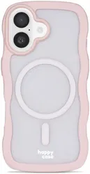 HappyCase Wavy Apple iPhone 16 Hoesje MagSafe Back Cover Roze afbeelding