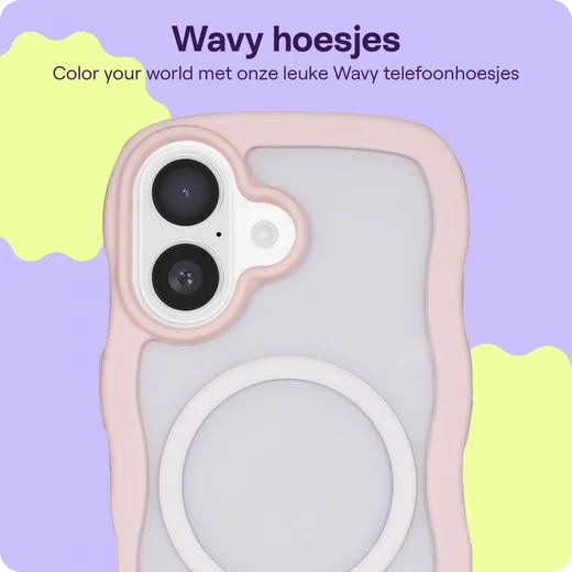 HappyCase Wavy Apple iPhone 16 Hoesje MagSafe Back Cover Roze afbeelding 4