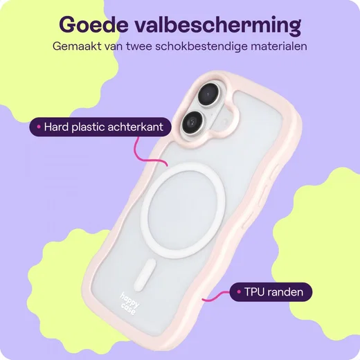 HappyCase Wavy Apple iPhone 16 Hoesje MagSafe Back Cover Roze afbeelding 6