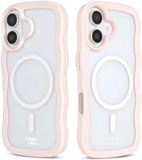 HappyCase Wavy Apple iPhone 16 Hoesje MagSafe Back Cover Roze afbeelding 14