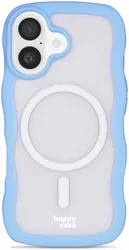 HappyCase Wavy Apple iPhone 16 Hoesje MagSafe Back Cover Blauw afbeelding
