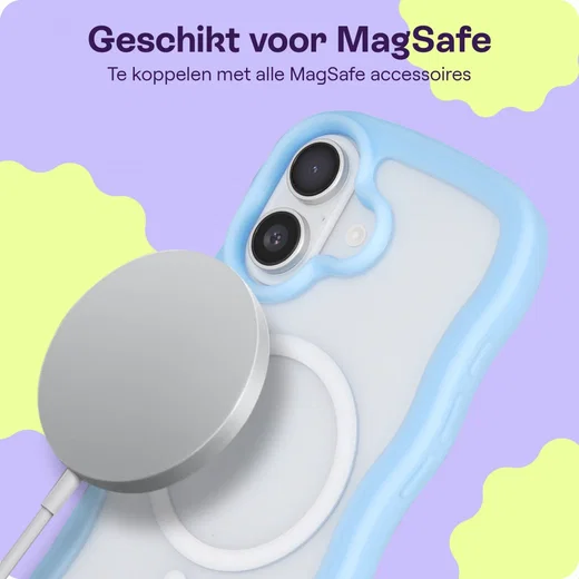 HappyCase Wavy Apple iPhone 16 Hoesje MagSafe Back Cover Blauw afbeelding 5