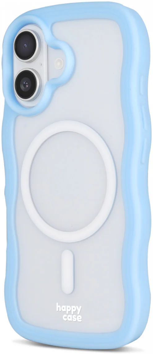 HappyCase Wavy Apple iPhone 16 Hoesje MagSafe Back Cover Blauw afbeelding 2