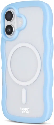 HappyCase Wavy Apple iPhone 16 Hoesje MagSafe Back Cover Blauw afbeelding 2