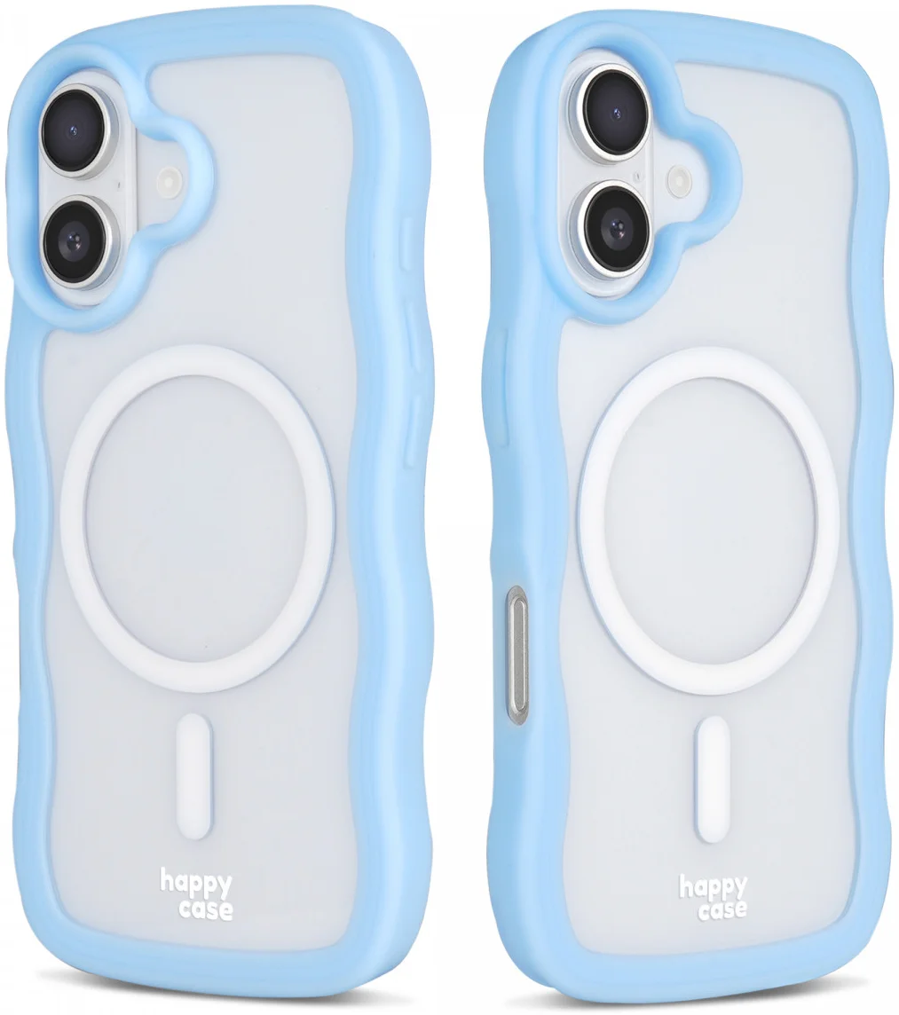 HappyCase Wavy Apple iPhone 16 Hoesje MagSafe Back Cover Blauw afbeelding 14