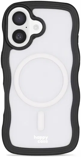HappyCase Wavy Apple iPhone 16 Plus Hoesje MagSafe Back Cover Zwart afbeelding 1