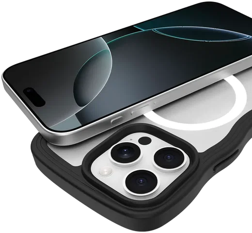HappyCase Wavy Apple iPhone 16 Pro Hoesje MagSafe Back Cover Zwart afbeelding 12