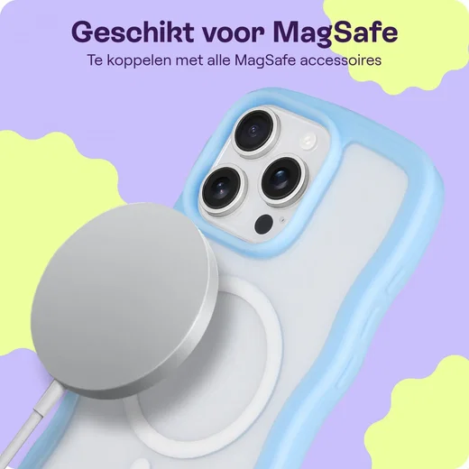 HappyCase Wavy Apple iPhone 16 Pro Hoesje MagSafe Back Cover Blauw afbeelding 5
