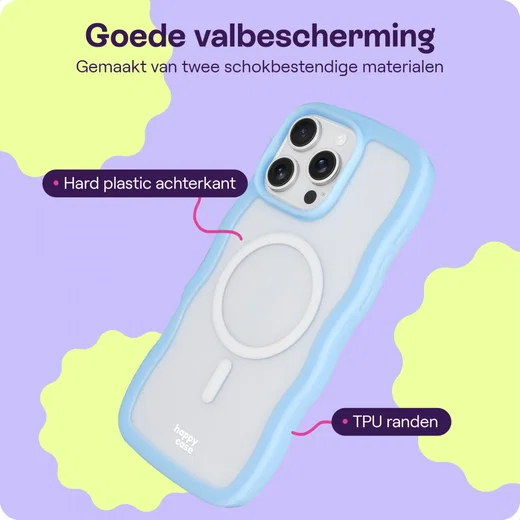 HappyCase Wavy Apple iPhone 16 Pro Hoesje MagSafe Back Cover Blauw afbeelding 6
