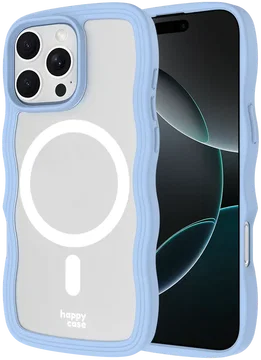 HappyCase Wavy Apple iPhone 16 Pro Hoesje MagSafe Back Cover Blauw