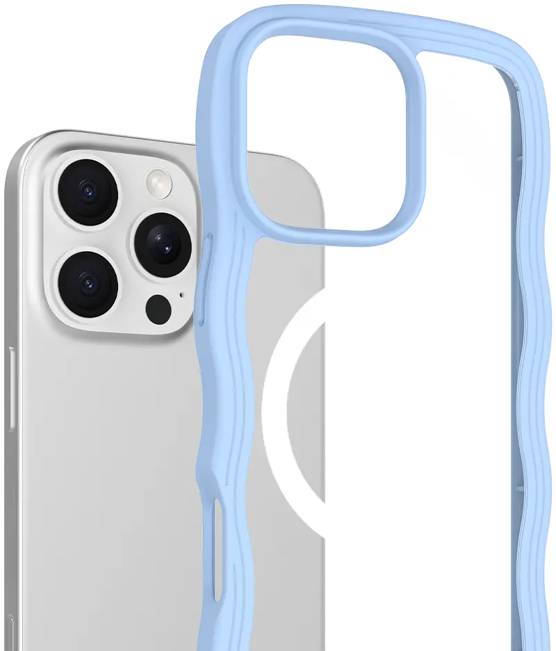 HappyCase Wavy Apple iPhone 16 Pro Hoesje MagSafe Back Cover Blauw afbeelding 2
