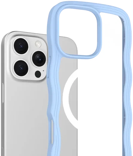 HappyCase Wavy Apple iPhone 16 Pro Hoesje MagSafe Back Cover Blauw afbeelding 2